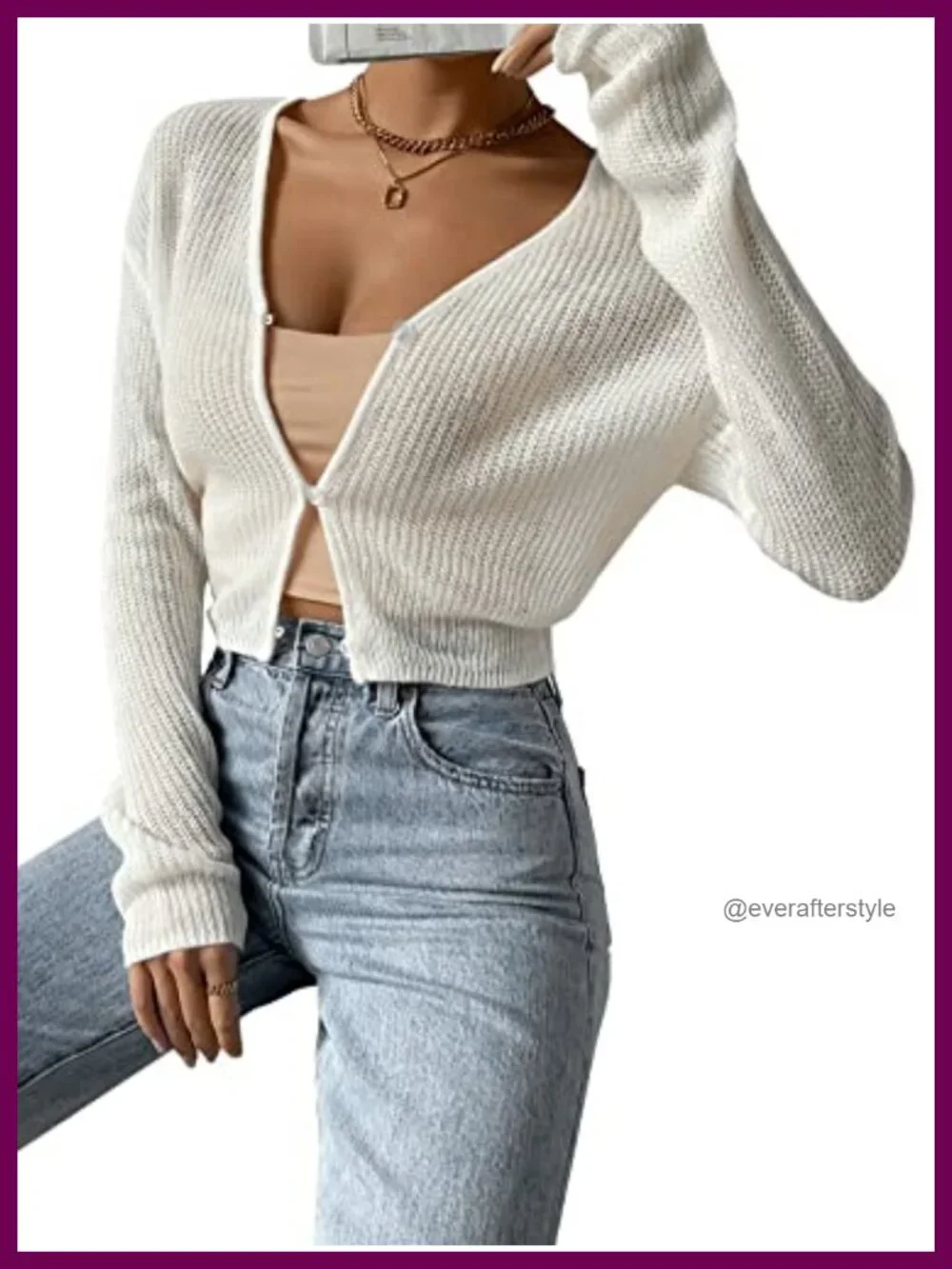 Verdusa Womens Drop Shoulder Long Sleeve Button Up Knit Cardigan Sweater